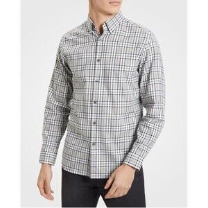 Theory Standard-Fit Shirt XXL Brushed Flannel Check Cotton Irving BD Casual NEW